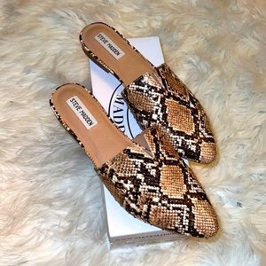 Steve Madden Women’s Snakeskin Mules with Silver Studs